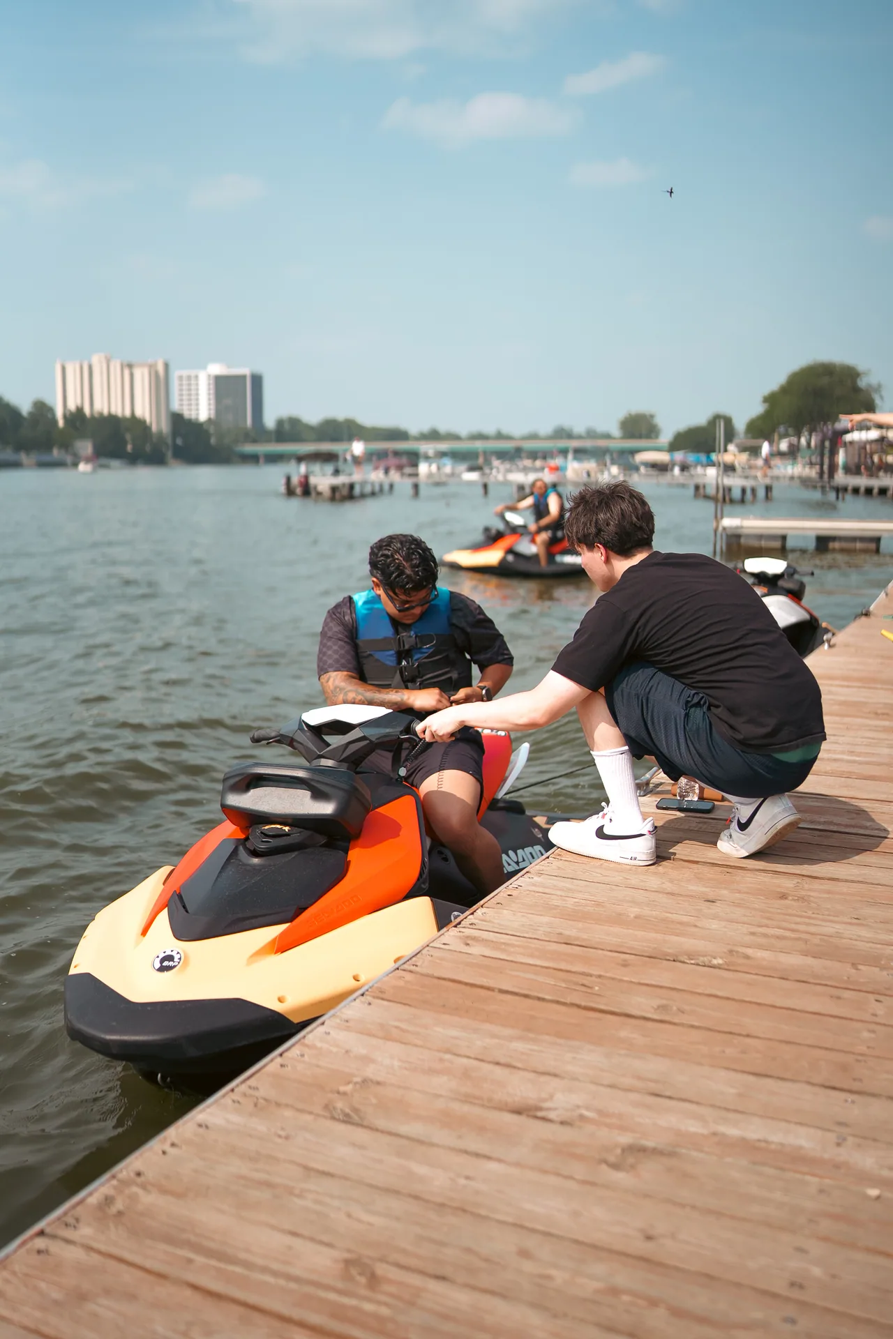 Riders getting set up on the dock